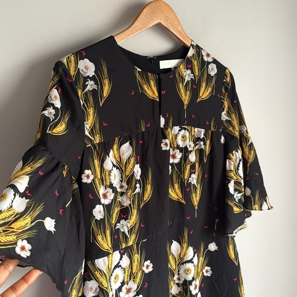 BORGO DE NOR DRESS ALBA BLACK FLORAL PRINT CREPE - Picture 6 of 13